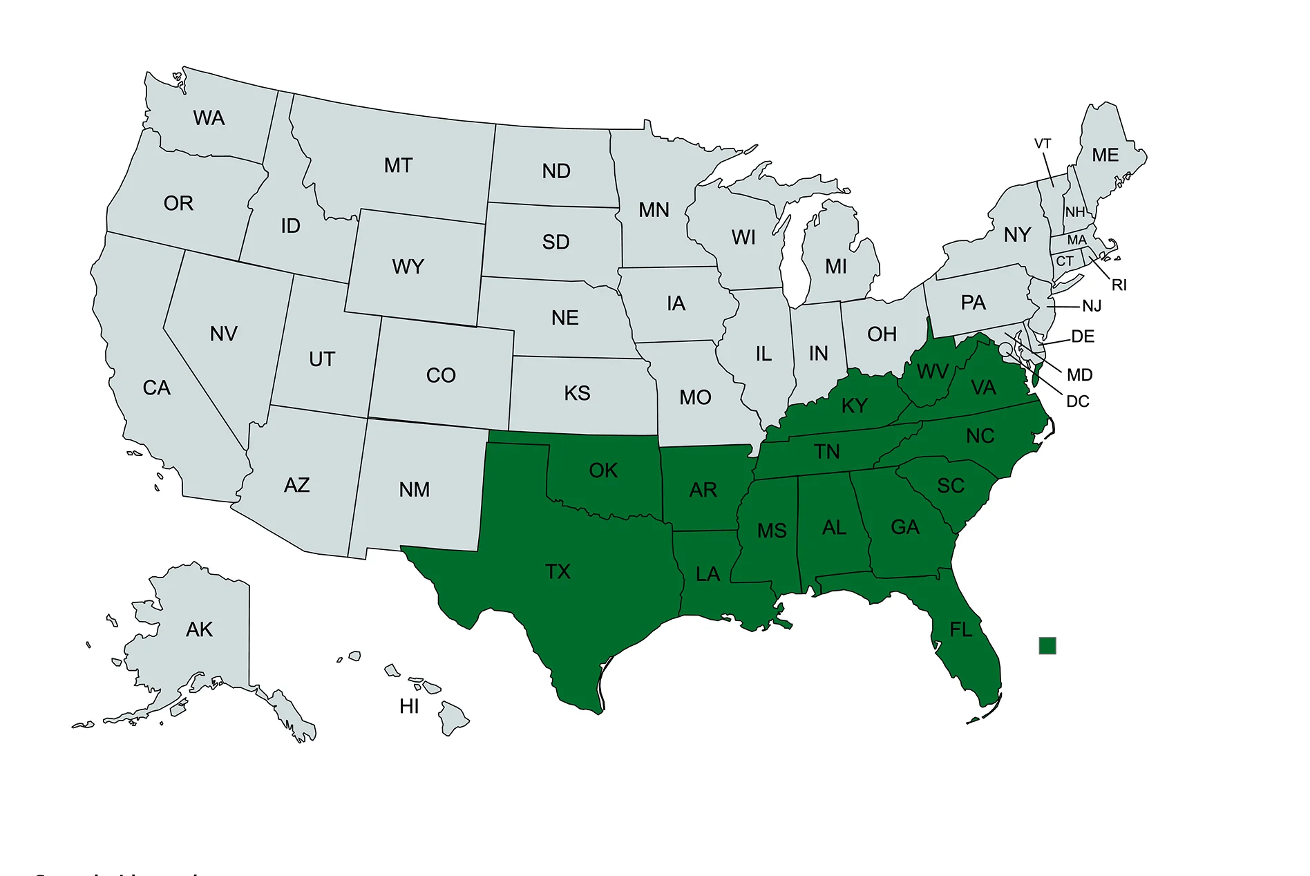 Southern US Map